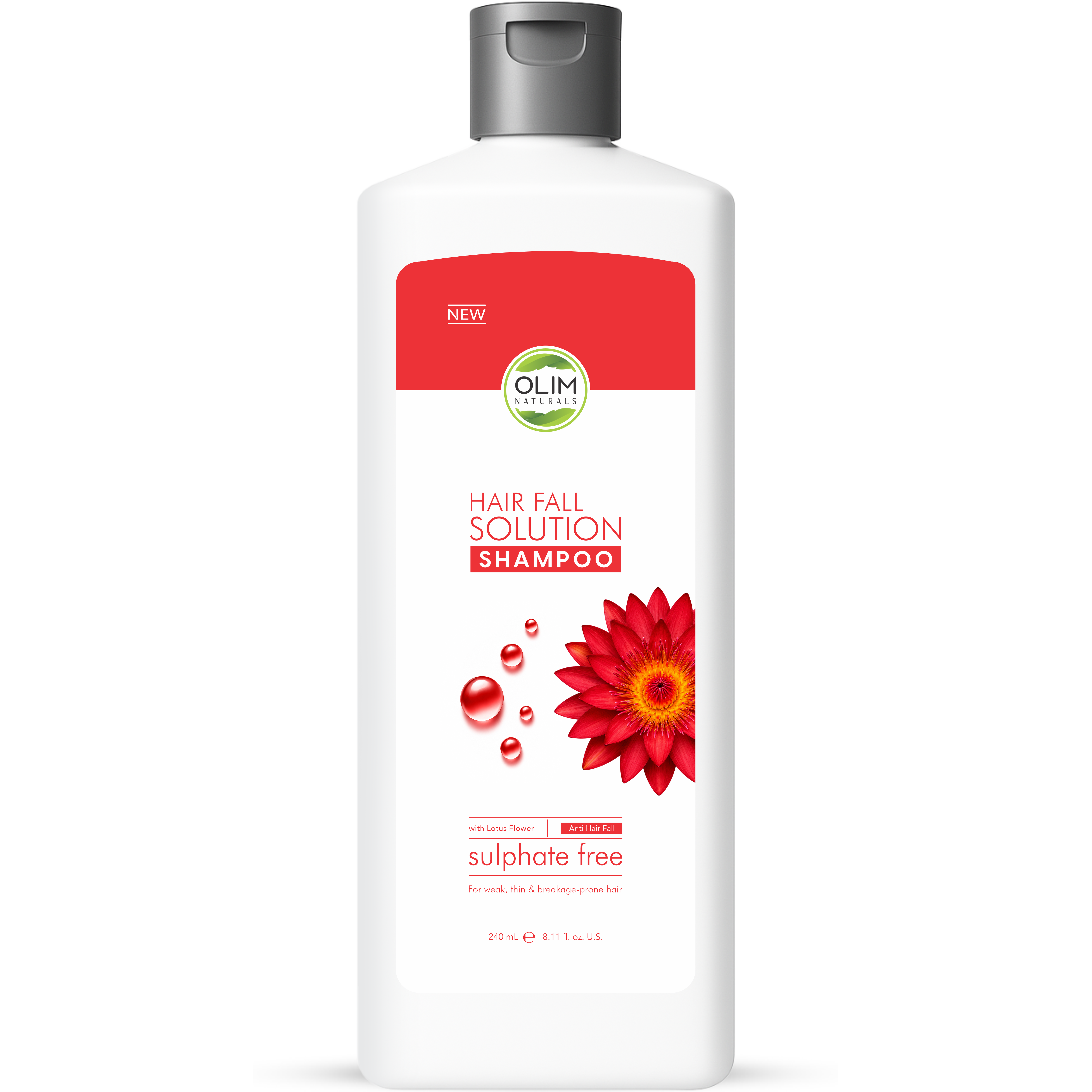 OLIM Naturals Hair Fall Solution Shampoo – Sulphate Free Anti Hair Fall Shampoo for Weak, Thin & Breakage-Prone Hair | Lotus Flower Extract