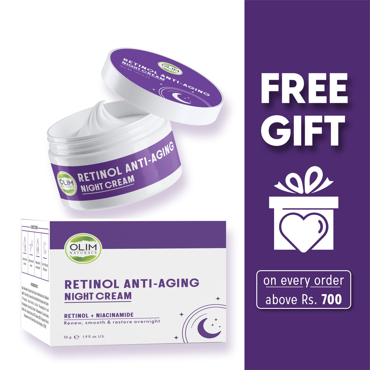 Retinol Cream Anti-Aging – Night Repair for Fine Lines & Smooth Texture