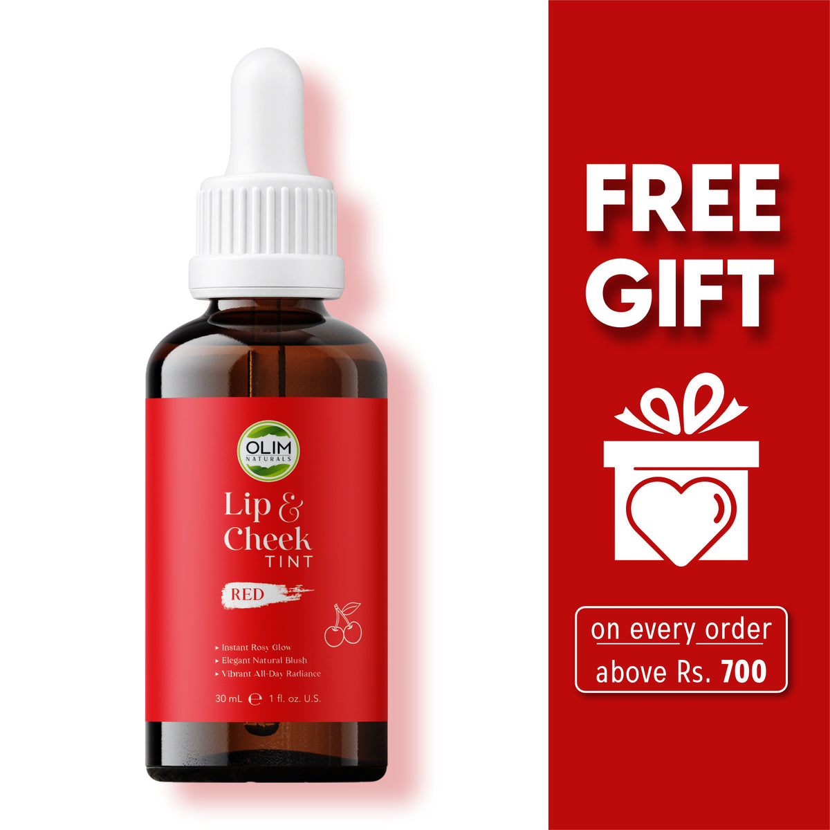 Lip & Cheek Tint in Red – Buildable Colour for a Natural Flush