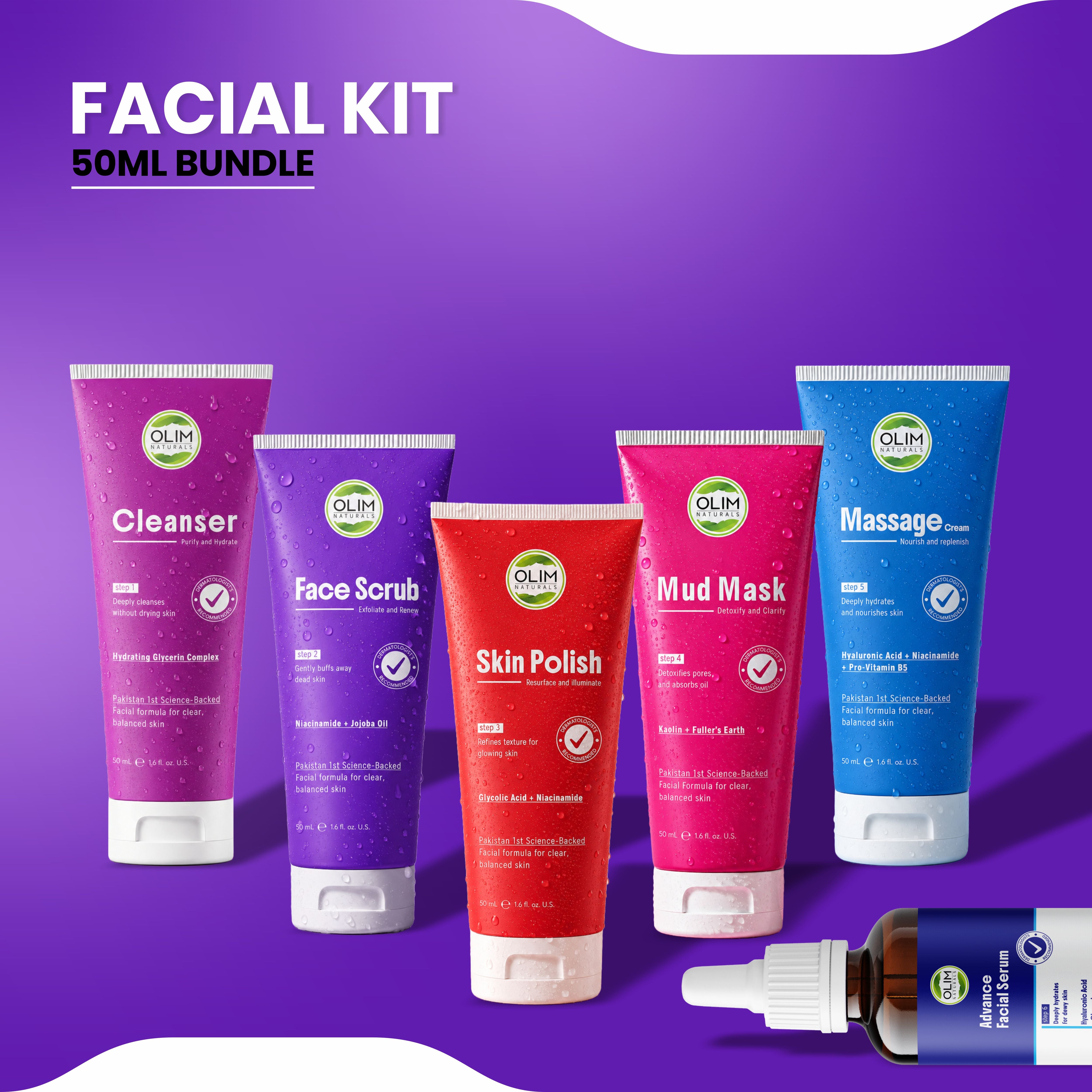 OLIM Naturals 6-Step Facial Kit (50 ml Bundle)